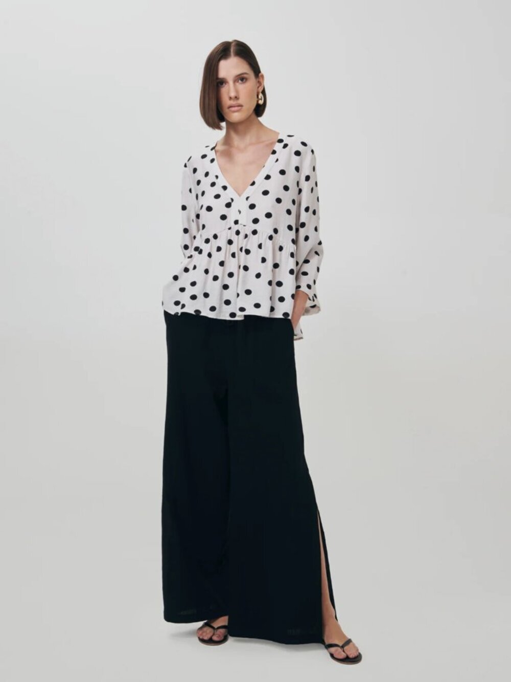 Piazza Italia Black Wide Leg Side Slits Lace Shorts Palazzo Pants Sz XL